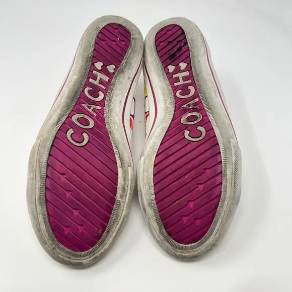Coach Bev Slip on Sneaker Colorful C Logo Bright Preppy Hot Pink Laceless Size 7 - Picture 7 of 8